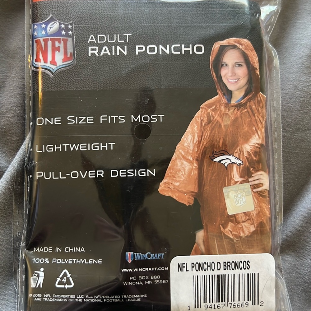 Denver Broncos rain poncho